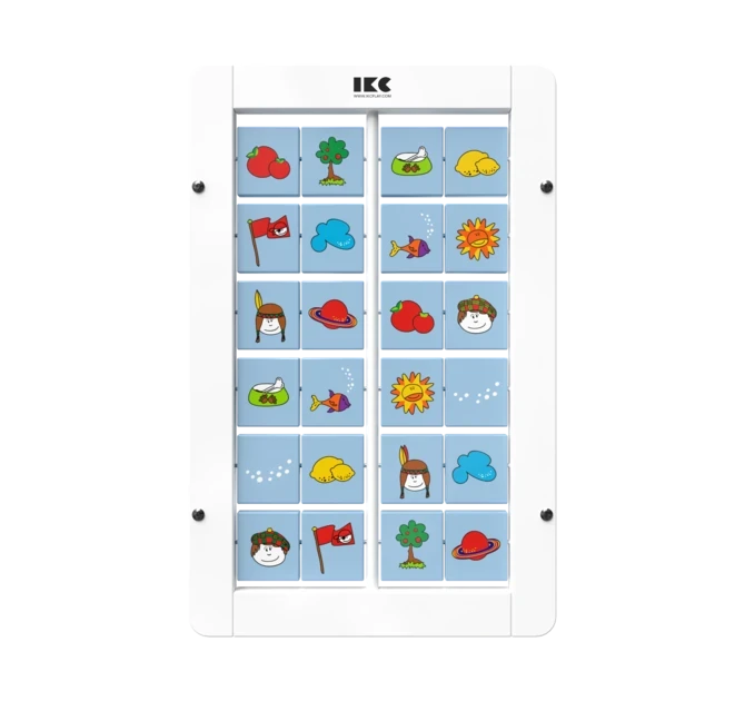 memory spel voor aan de wand met draaiende blokjes | IKC wandspel muurspel