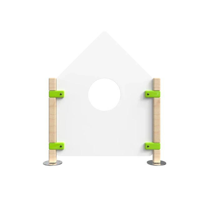 Laag hekwerk voor kinderhoek in de vorm van een huis | IKC Hekwerken