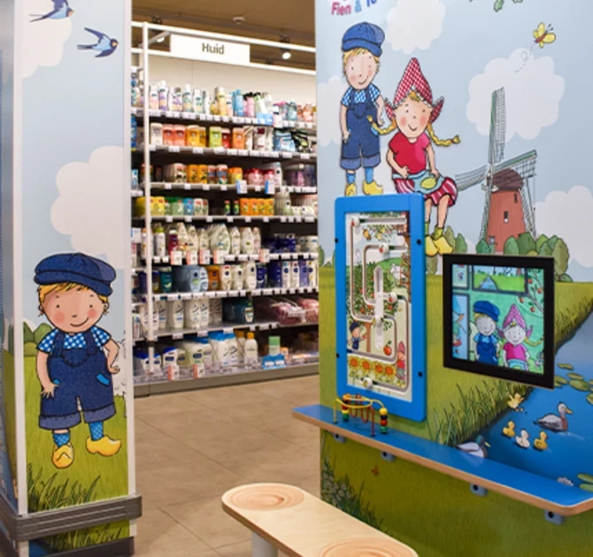 supermarkt Albert Heijn speelhoek in Maldegem met Fien en Teun